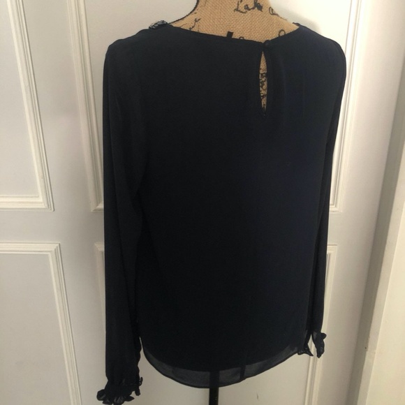 NWOT Navy Ruffle Rhinestone Blouse - Picture 4 of 6